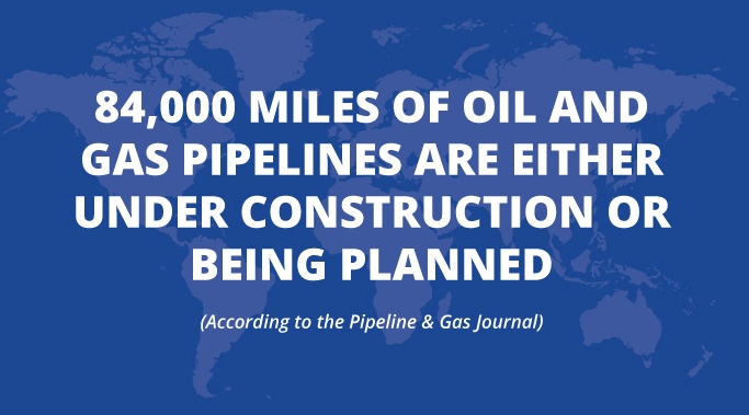 Pipelines are being construction and planned all over the world.